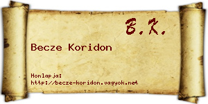 Becze Koridon névjegykártya
